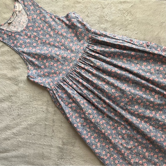 Vintage Dresses & Skirts - Vintage 90s All Week Long Cottagecore Country Bloom Floral Button Pinafore Dress